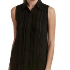 CAbi Black Sleeveless Button-Down Shirt